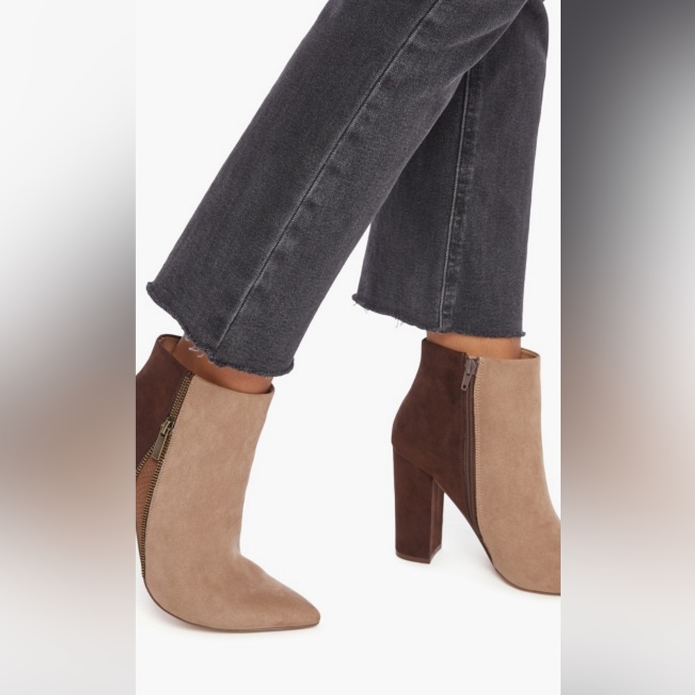 Patchwork Block Heeled Boots - image 6